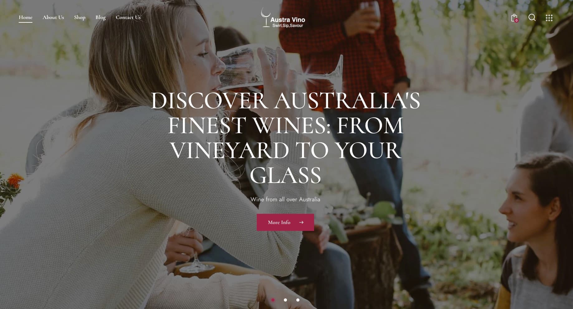 Austravino website, built by Dream Websites
