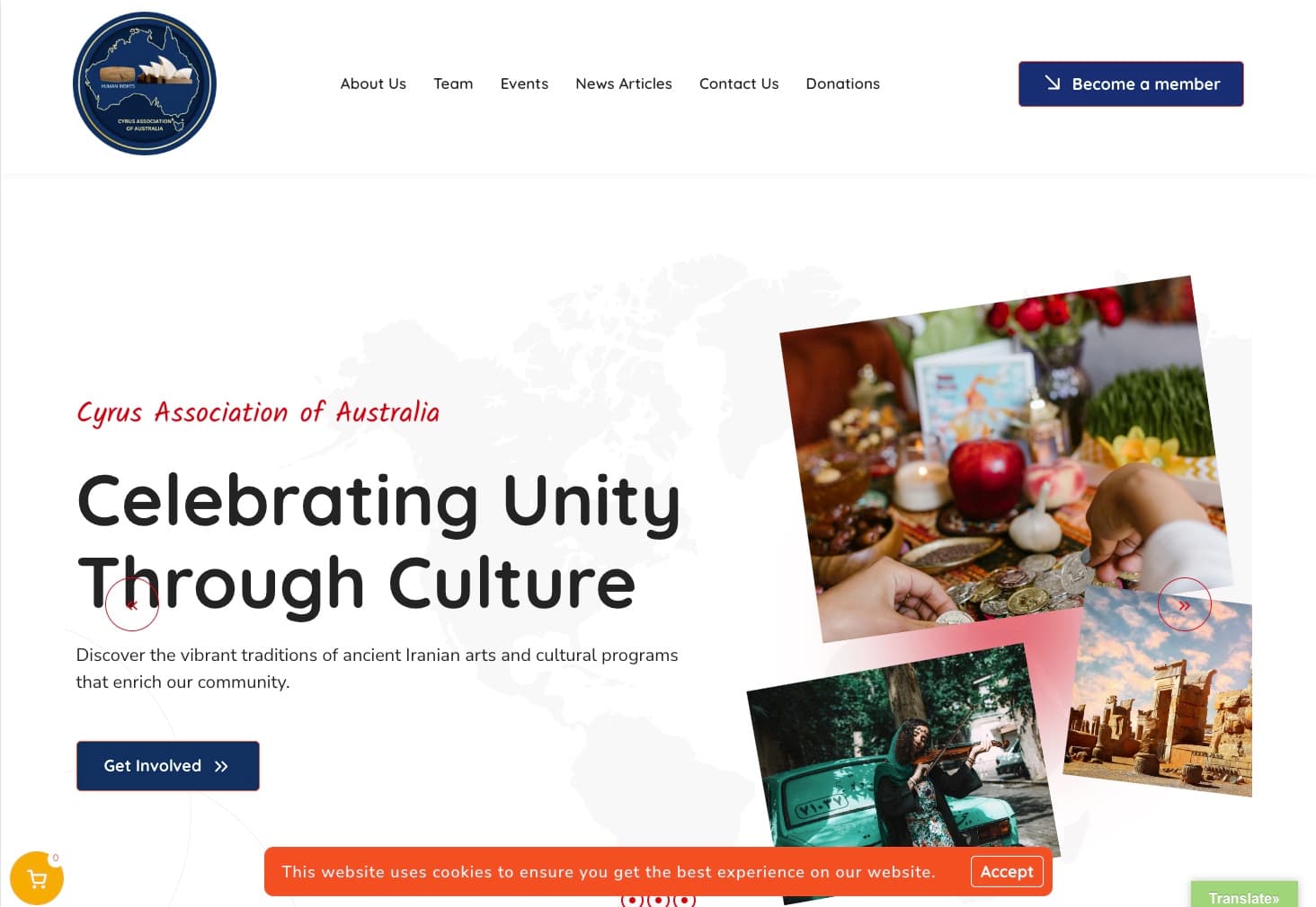 Cyrus Association of Australia website, built by Dream Websites