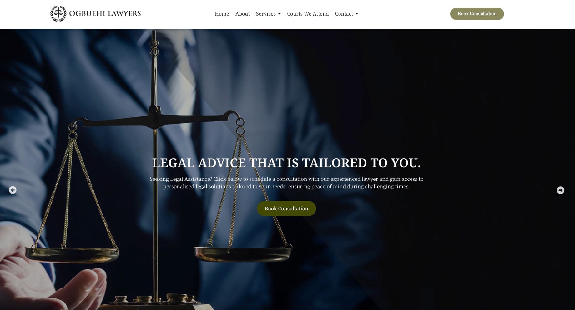 Ogbuehi & Associates website, built by Dream Websites