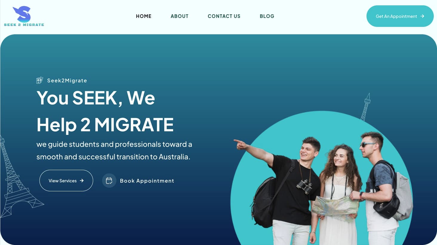Seek Migration website, built by Dream Websites