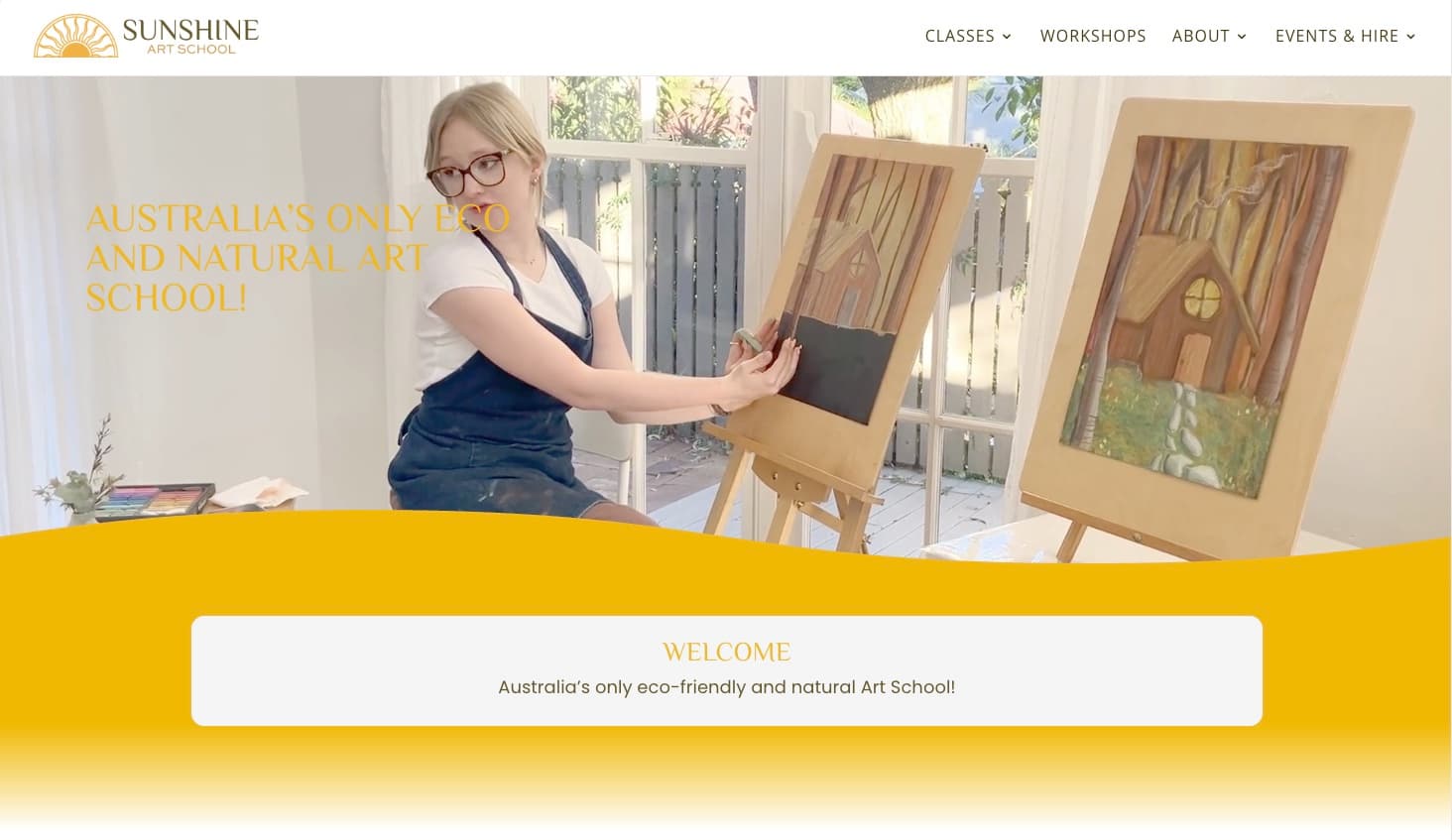 Sunshine Coast Art School website, built by Dream Websites